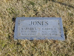 Warner LaRue and Carrie Esther (Breneman) Jones   Ryan Township Cemetery, Milan, Sumner County, Kansas