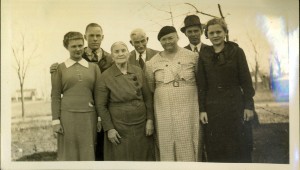 Back row: Max Stocking, Roderick Remine Stocking, Wilmer Stocking, Front Row: Marie Stocking, Mary Nyberg, Myrtle (Nyberg) Stocking, and Alice Maxine Stocking